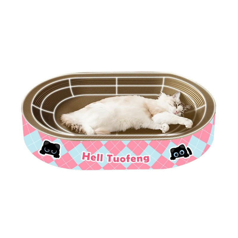 Kopipets Round Cat Scratcher Bed | Thickened Corrugated Cardboard Cat Toy | Multi-Functional Scratch, Rest & Play