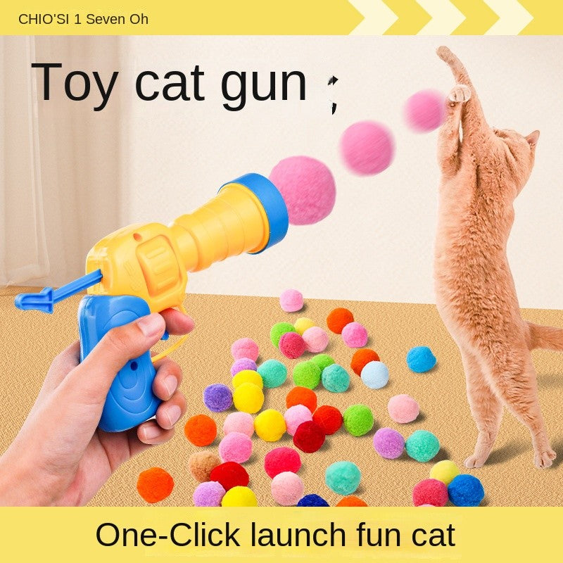 Cat Toy Ball Launcher Gun – Super Elastic EVA Balls (10-Pack) | Fun Shooting & Fetch Game for Indoor Cats