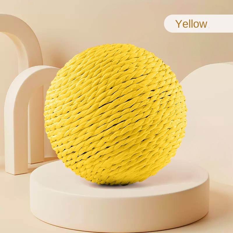 Big Size 10cm】Sisal Cat Ball Toy - Chirping Sound Chew-Proof Teeth Cleaning | Fun Boredom Relief for Cats