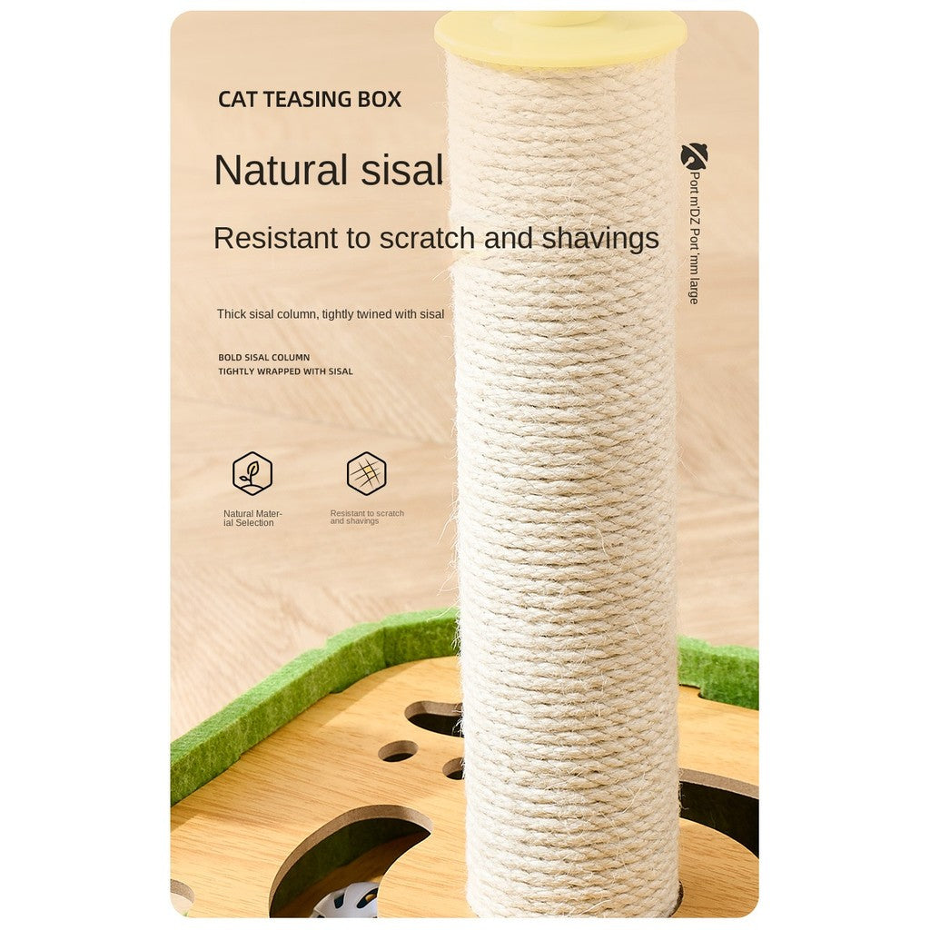 Self-Entertaining Cat Toy Set - Interactive Puzzle Box with Rotating Teaser & Scratch Holes | Boredom Relief for Kittens