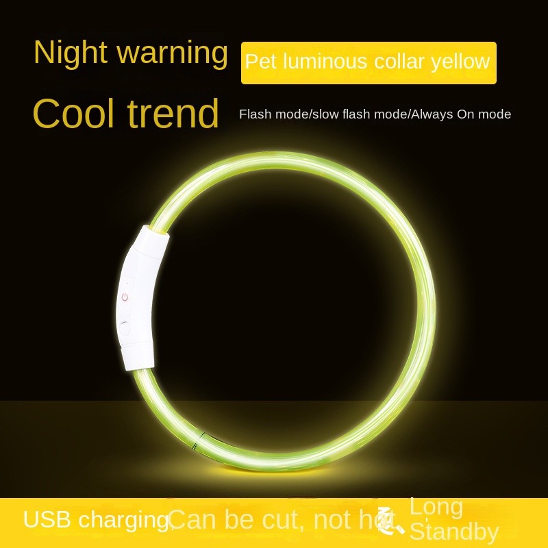 Refillable LED Pet Collar - Glowing Safety Necklace for Dogs & Cats, USB Charging, 10 Color Modes, Adjustable