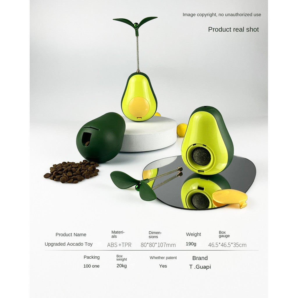 Avocado Wobble Cat Toy - Treat Dispensing Puzzle Ball for Boredom Relief, Self-Play Fun
