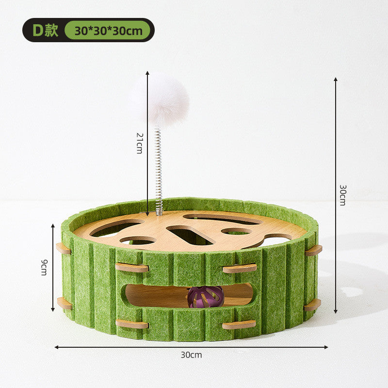 Self-Entertaining Cat Toy Set - Interactive Puzzle Box with Rotating Teaser & Scratch Holes | Boredom Relief for Kittens
