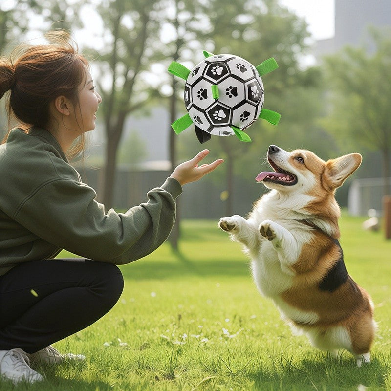 Indestructible Dog Soccer Ball - Chew-Proof Fetch Toy for Outdoor Training | Durable Rubber Teeth Cleaning Ball