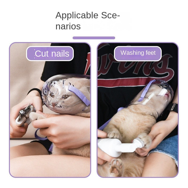 Cat Muzzle for Biting - Anti-Scratch Breathable Mesh Face Cover | Soft Adjustable Cat Head Cone | Stop Meowing & Biting