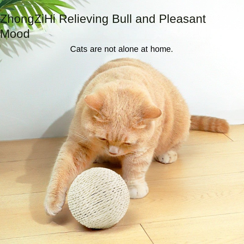 Big Size 10cm】Sisal Cat Ball Toy - Chirping Sound Chew-Proof Teeth Cleaning | Fun Boredom Relief for Cats