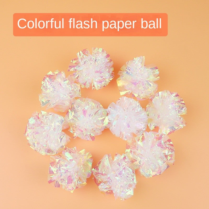 Crinkle Paper Cat Toys Set - Colorful & Sound-Enriched Balls Teaser Wand for Kittens, Durable & Chew-Proof