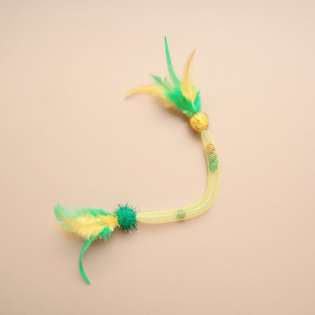 Cat Toy Set with Elastic Rope - Catnip Ball & Feather Teaser Wand | Kitten Teethering Chew Toys