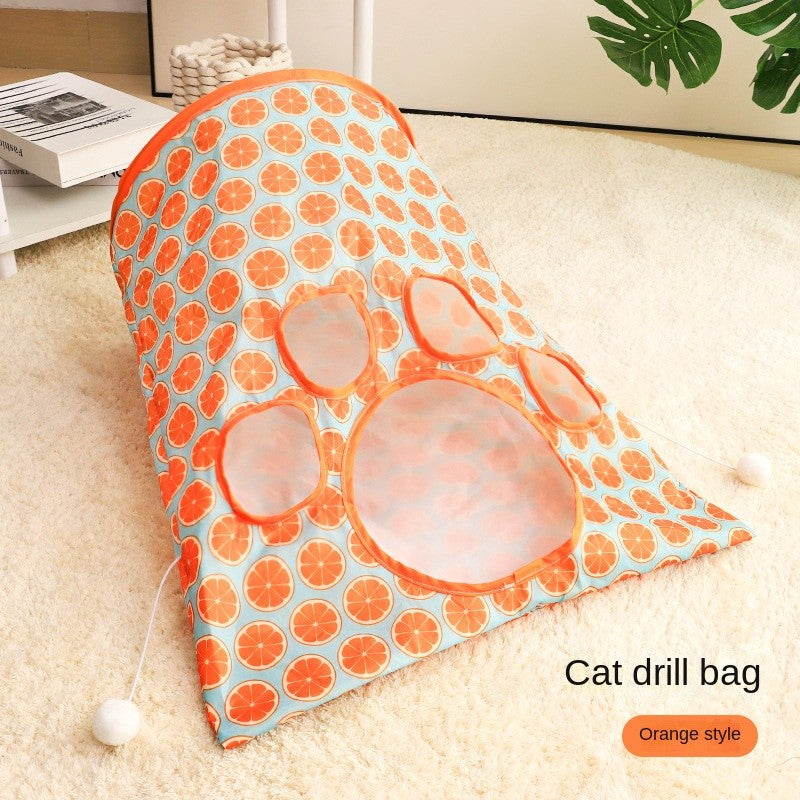 Crinkle Paper Cat Tunnel - Foldable Play Tube with Interactive Toys (Self-Entertainment)