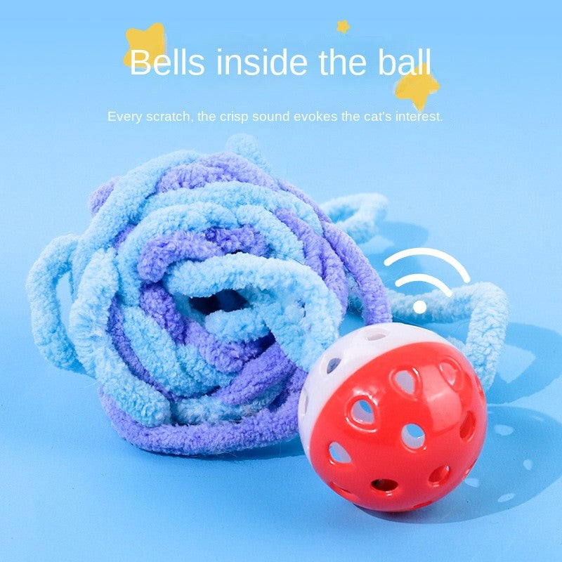Hand-Knitted Cat Toys - Colorful Chew-Proof Yarn Balls for Playful Cats