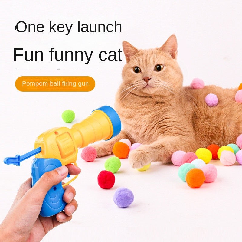 Cat Toy Ball Launcher Gun – Super Elastic EVA Balls (10-Pack) | Fun Shooting & Fetch Game for Indoor Cats