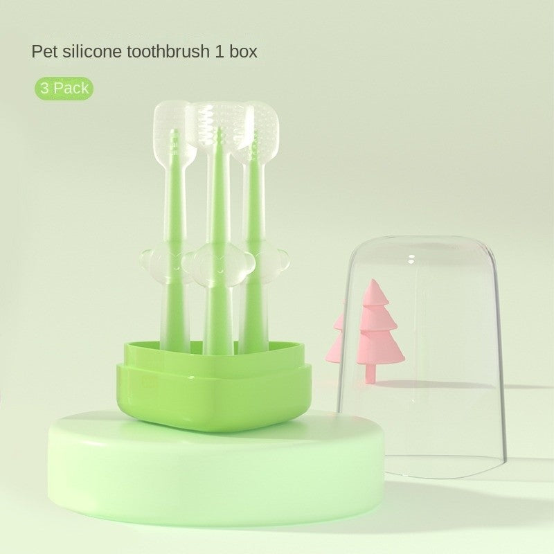 Pet Toothbrush & Toothpaste Set - Soft Silicone Finger Brush for Cats & Small Dogs, Dental Care Kit
