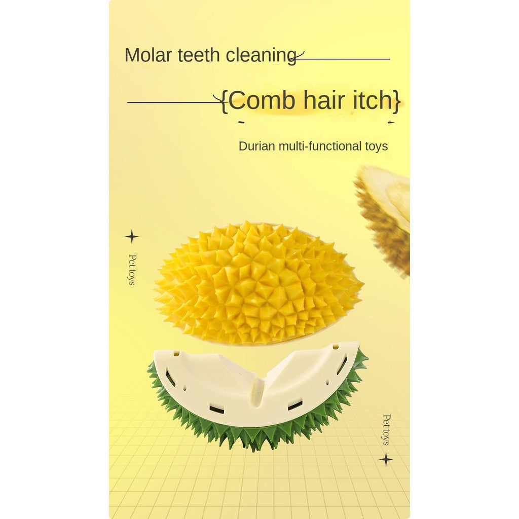 Durian-Shaped Cat Grooming Brush & Wall Scratcher - Itch Relief Massager for Cats | Fun Scratch Toy