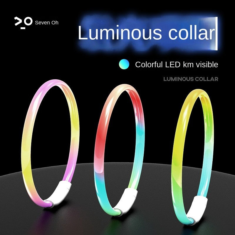 Refillable LED Pet Collar - Glowing Safety Necklace for Dogs & Cats, USB Charging, 10 Color Modes, Adjustable