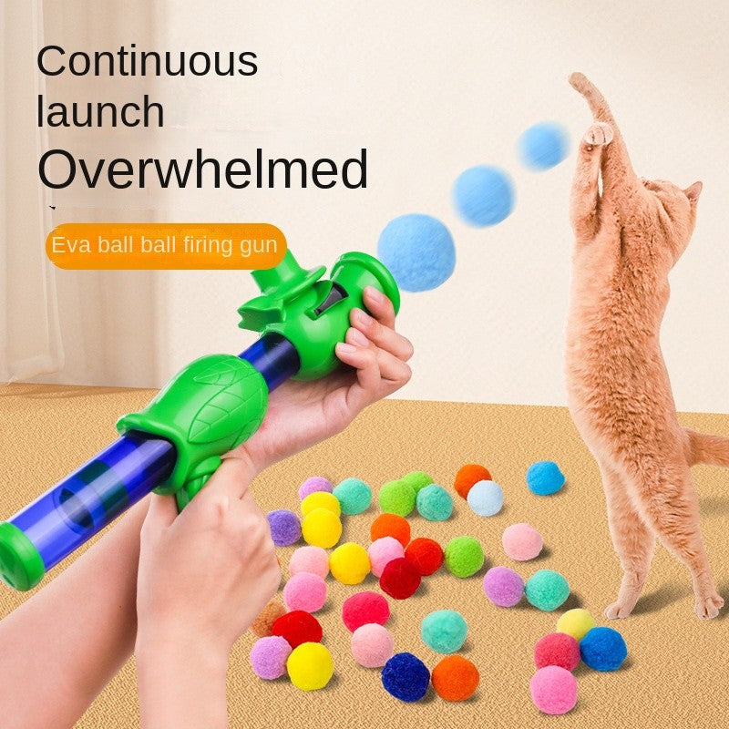 Cat Toy Ball Launcher Gun – Super Elastic EVA Balls (10-Pack) | Fun Shooting & Fetch Game for Indoor Cats