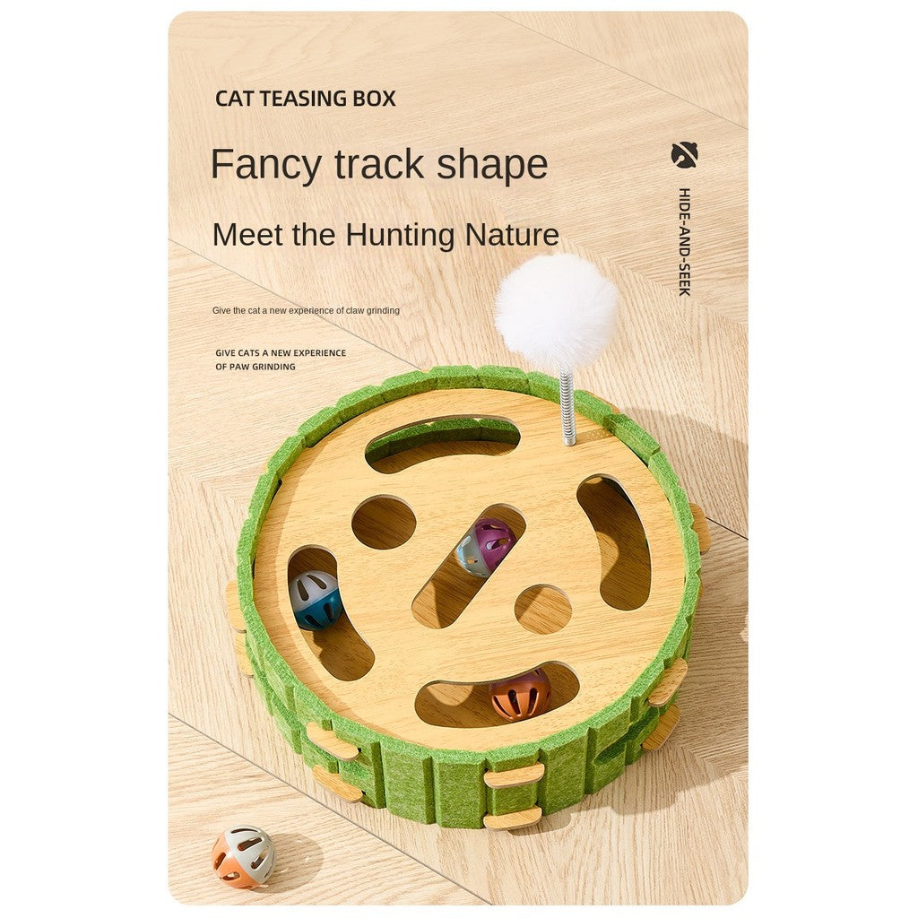 Self-Entertaining Cat Toy Set - Interactive Puzzle Box with Rotating Teaser & Scratch Holes | Boredom Relief for Kittens