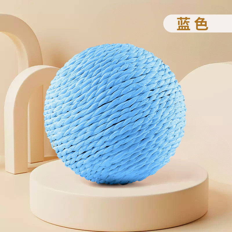 Big Size 10cm】Sisal Cat Ball Toy - Chirping Sound Chew-Proof Teeth Cleaning | Fun Boredom Relief for Cats