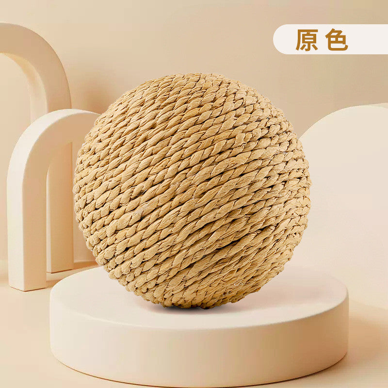 Big Size 10cm】Sisal Cat Ball Toy - Chirping Sound Chew-Proof Teeth Cleaning | Fun Boredom Relief for Cats