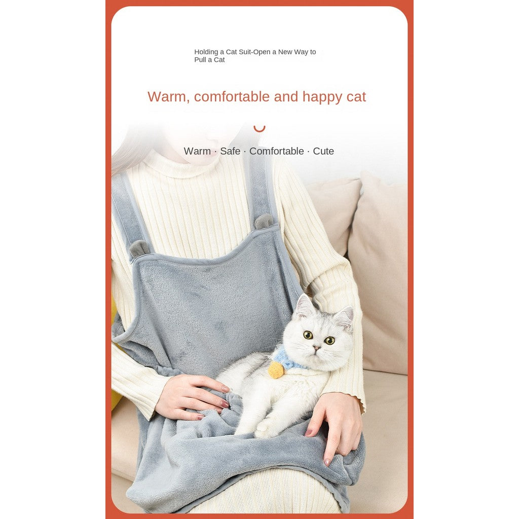 Cat Cuddle Apron - Hands-Free Cat Carrier with Anti-Scratch Pockets | Hair-Proof Pet Holding Dress
