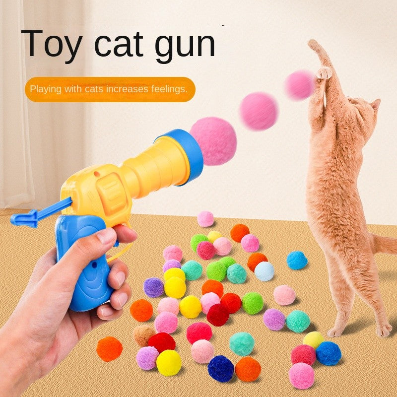 Cat Toy Ball Launcher Gun – Super Elastic EVA Balls (10-Pack) | Fun Shooting & Fetch Game for Indoor Cats