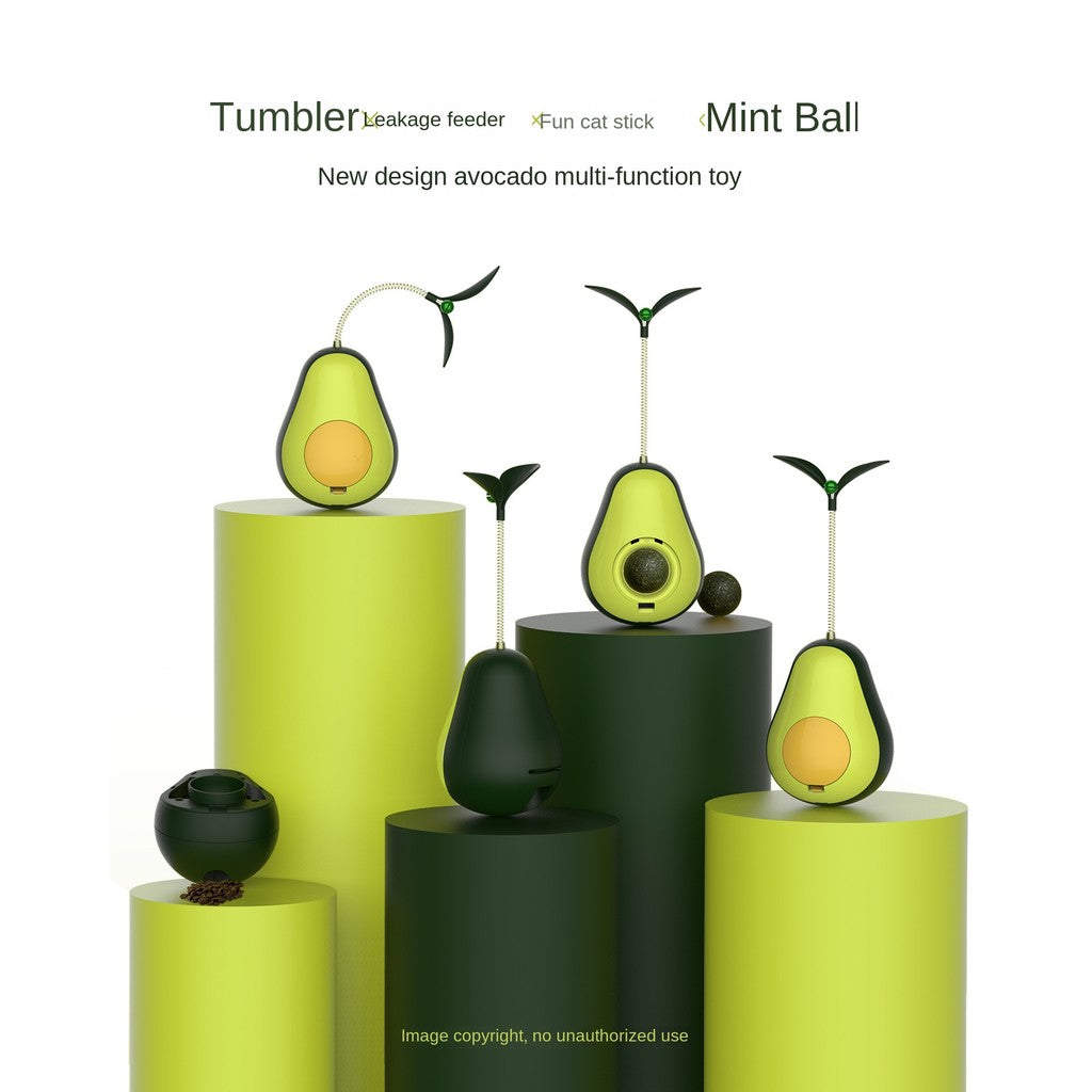Avocado Wobble Cat Toy - Treat Dispensing Puzzle Ball for Boredom Relief, Self-Play Fun