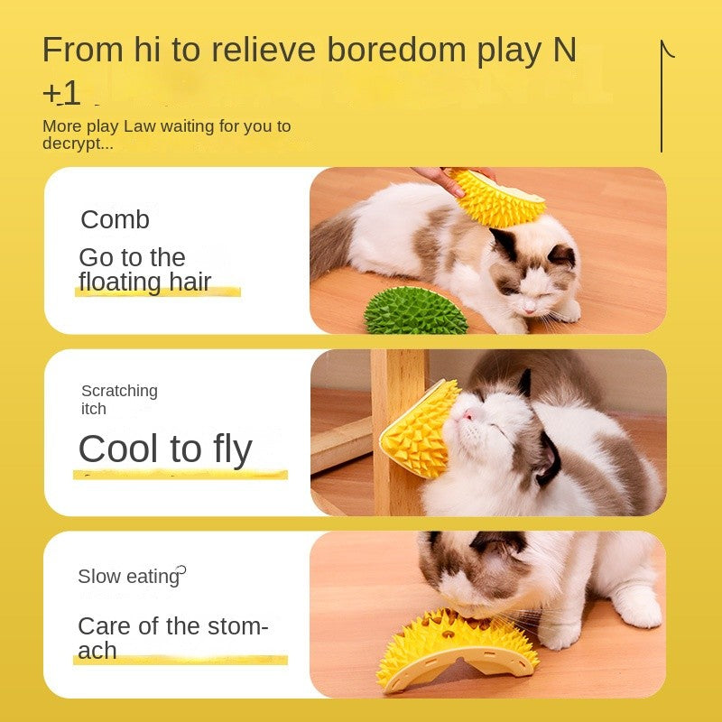 Durian-Shaped Cat Grooming Brush & Wall Scratcher - Itch Relief Massager for Cats | Fun Scratch Toy
