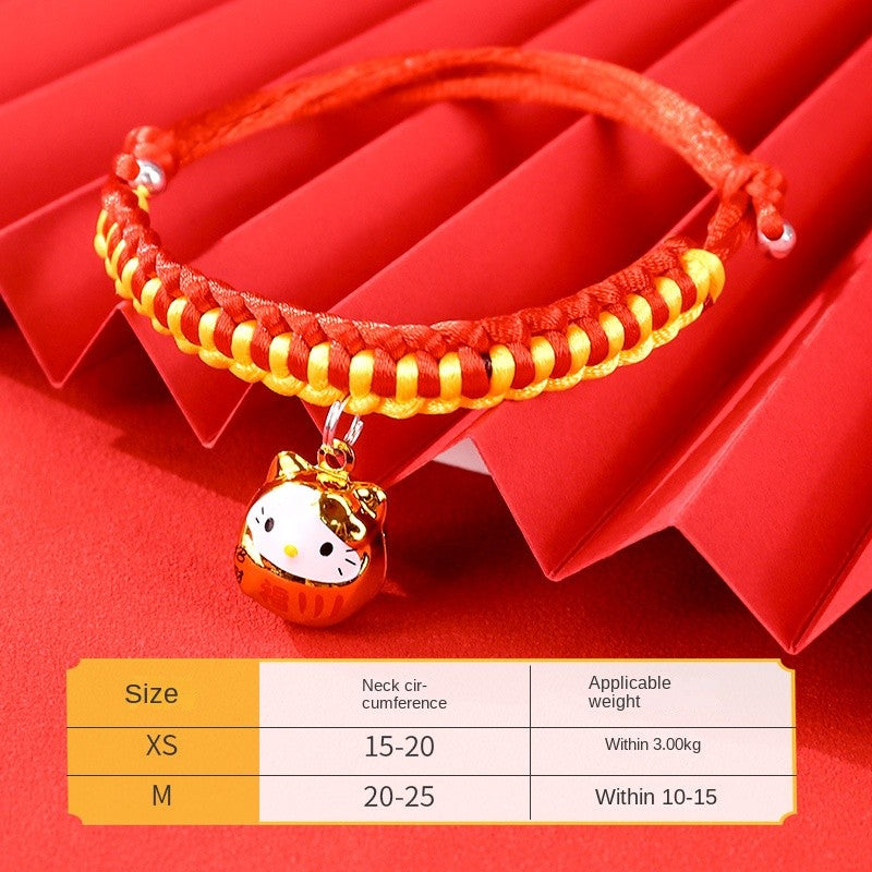 Adjustable Cat Collar with Bell - Soft Knitted Kitten Necklace for Small Dogs, Cute Pet Accessory