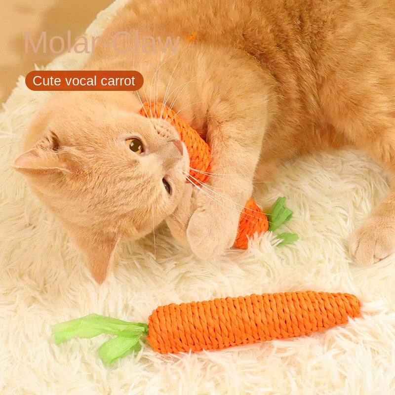 Carrot Cat Chew Toy – Self-Play & Boredom Buster for Kittens | Durable Paper Rope for Scratching, Biting & Teething