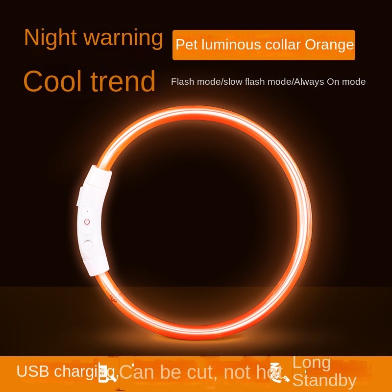 Refillable LED Pet Collar - Glowing Safety Necklace for Dogs & Cats, USB Charging, 10 Color Modes, Adjustable