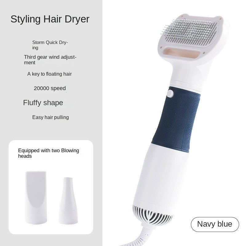 Professional Dog Blow Dry Brush 2-in-1 - Comb & Hair Dryer for Poodle/Teddy/Cats, Anti-Shedding, Low Noise