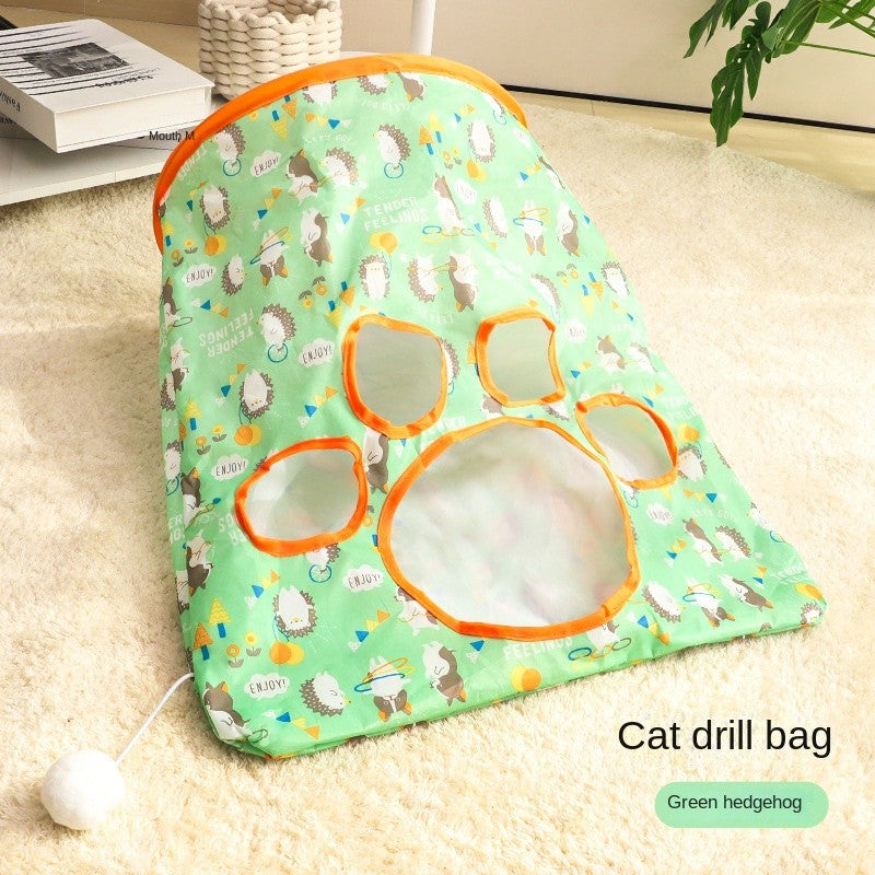 Crinkle Paper Cat Tunnel - Foldable Play Tube with Interactive Toys (Self-Entertainment)