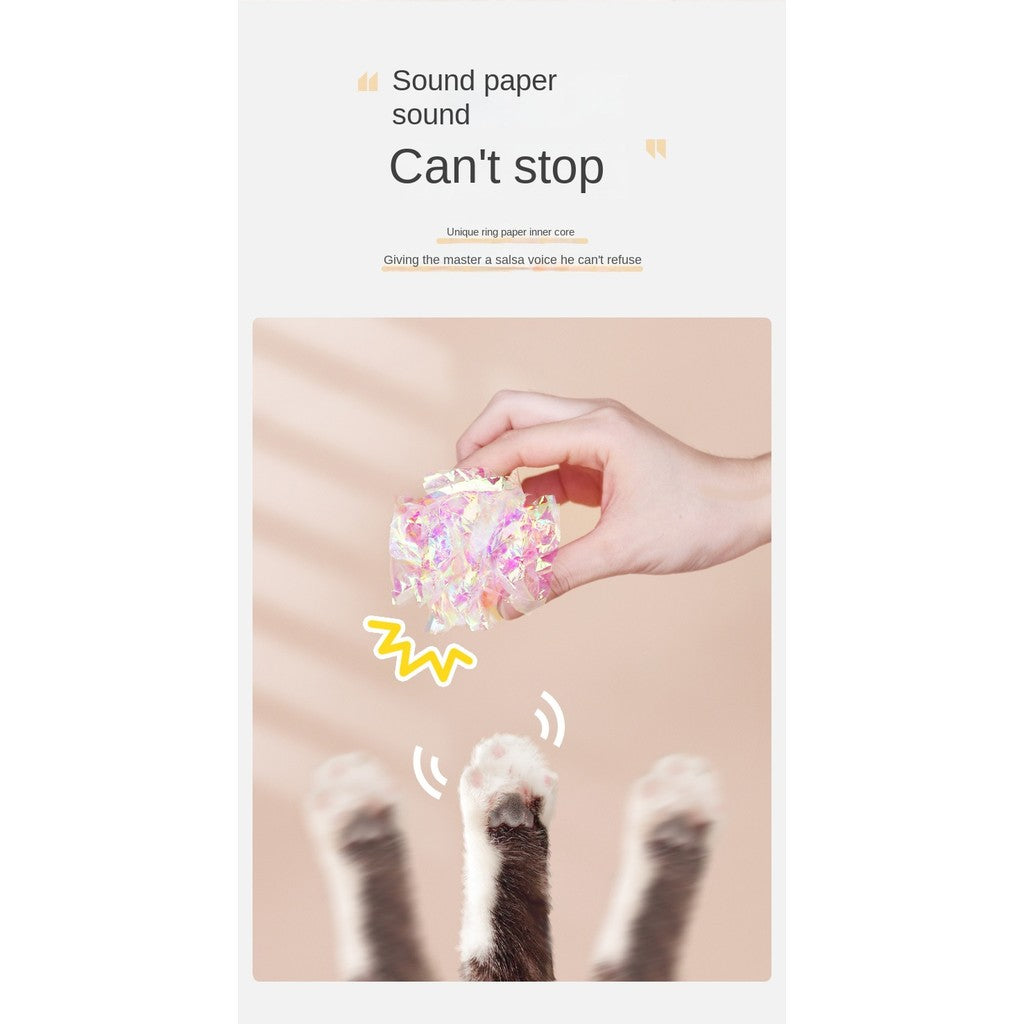 Crinkle Paper Cat Toys Set - Colorful & Sound-Enriched Balls Teaser Wand for Kittens, Durable & Chew-Proof