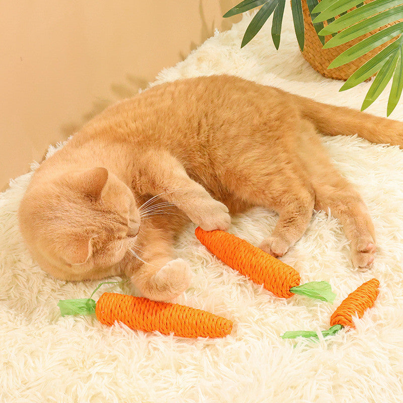 Carrot Cat Chew Toy – Self-Play & Boredom Buster for Kittens | Durable Paper Rope for Scratching, Biting & Teething