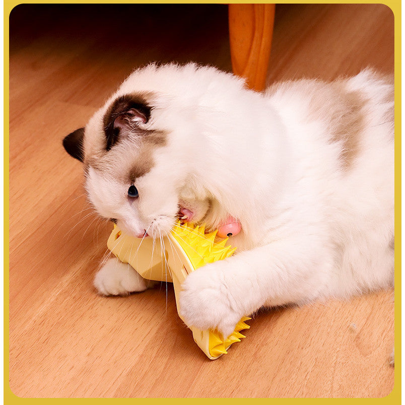 Durian-Shaped Cat Grooming Brush & Wall Scratcher - Itch Relief Massager for Cats | Fun Scratch Toy
