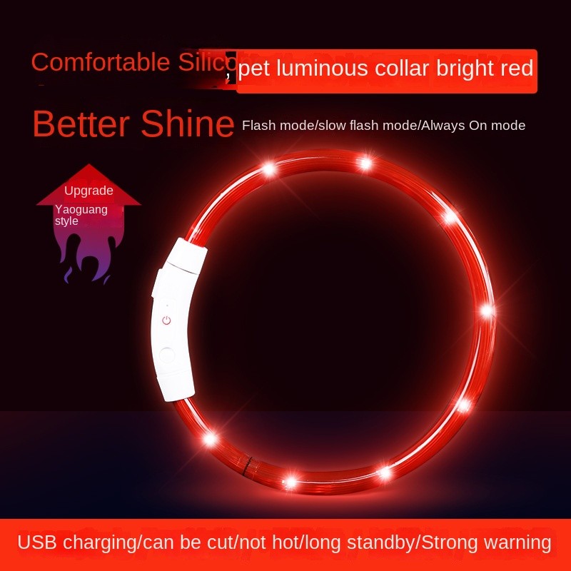 Refillable LED Pet Collar - Glowing Safety Necklace for Dogs & Cats, USB Charging, 10 Color Modes, Adjustable