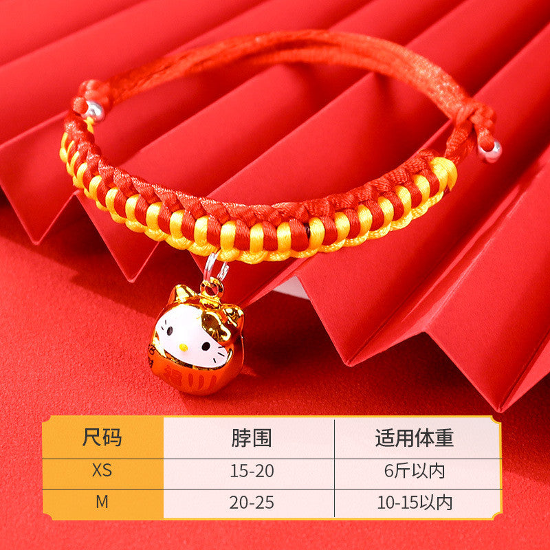 Adjustable Cat Collar with Bell - Soft Knitted Kitten Necklace for Small Dogs, Cute Pet Accessory