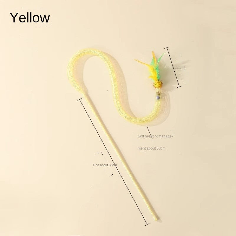 Cat Toy Set with Elastic Rope - Catnip Ball & Feather Teaser Wand | Kitten Teethering Chew Toys