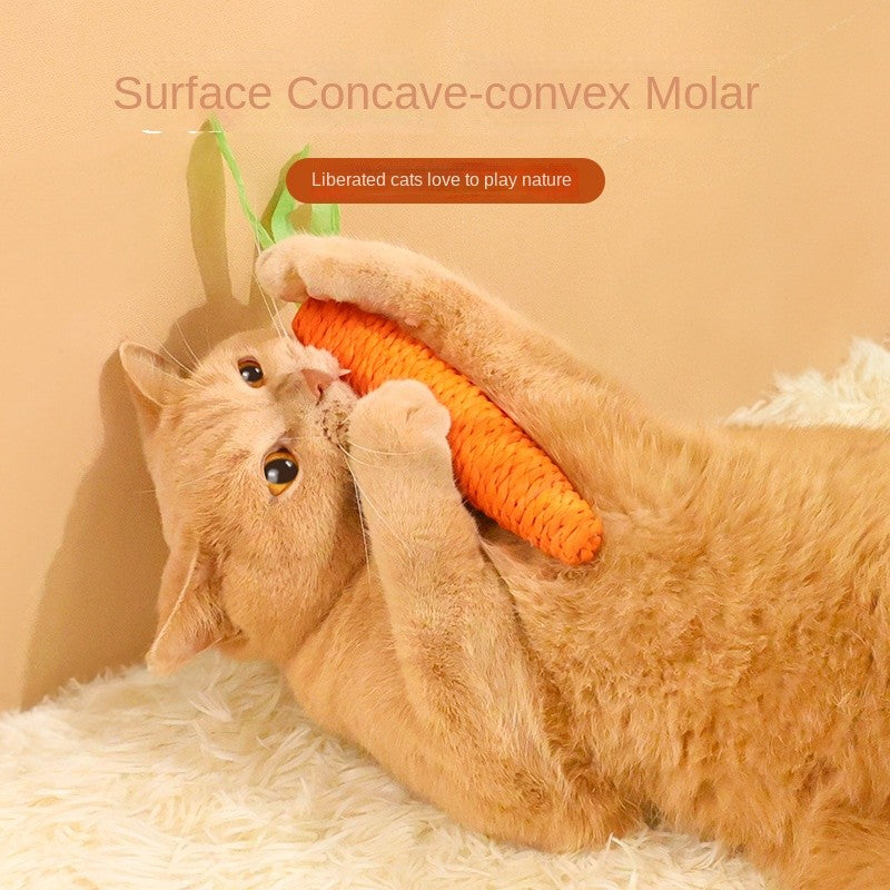 Carrot Cat Chew Toy – Self-Play & Boredom Buster for Kittens | Durable Paper Rope for Scratching, Biting & Teething