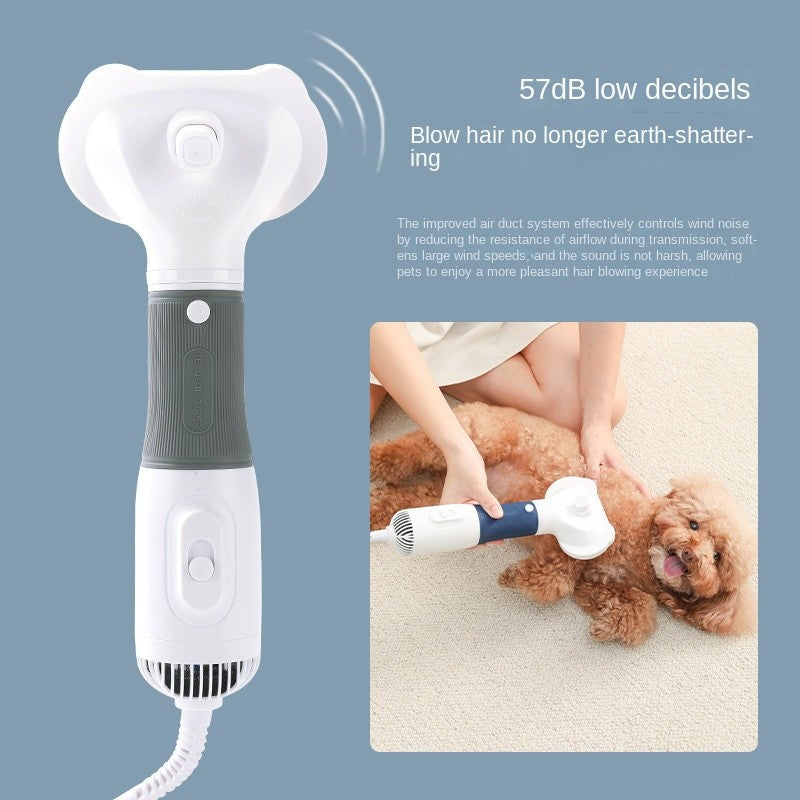 Professional Dog Blow Dry Brush 2-in-1 - Comb & Hair Dryer for Poodle/Teddy/Cats, Anti-Shedding, Low Noise