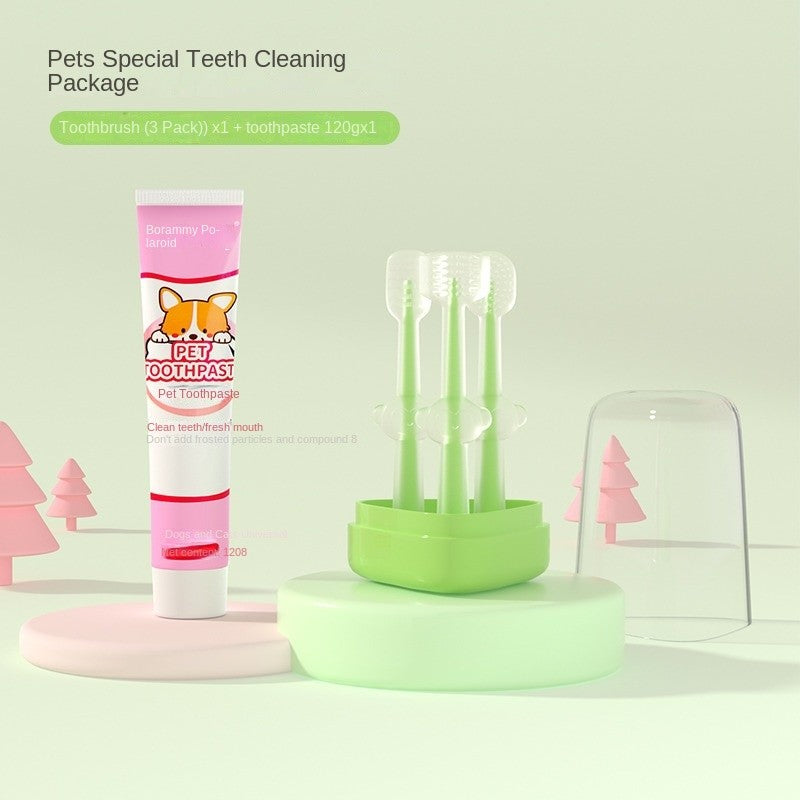 Pet Toothbrush & Toothpaste Set - Soft Silicone Finger Brush for Cats & Small Dogs, Dental Care Kit