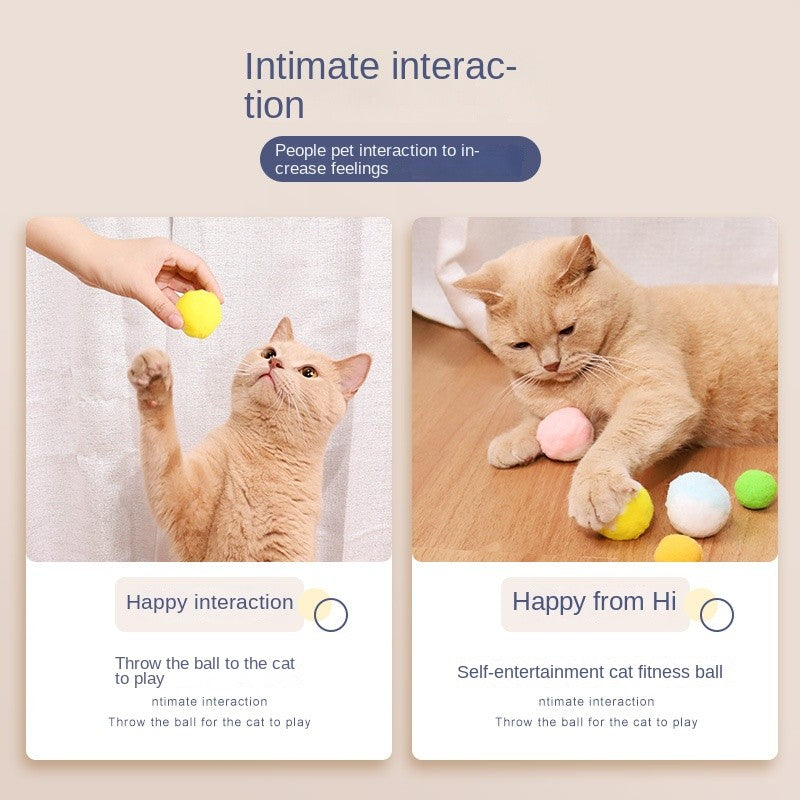 Silent Cat Toy Ball - Self-Entertainment Bouncing Ball for Cats | Durable Chew-Proof Fluffy Ball Kitten Toy