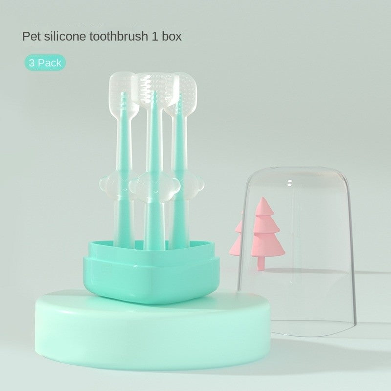 Pet Toothbrush & Toothpaste Set - Soft Silicone Finger Brush for Cats & Small Dogs, Dental Care Kit