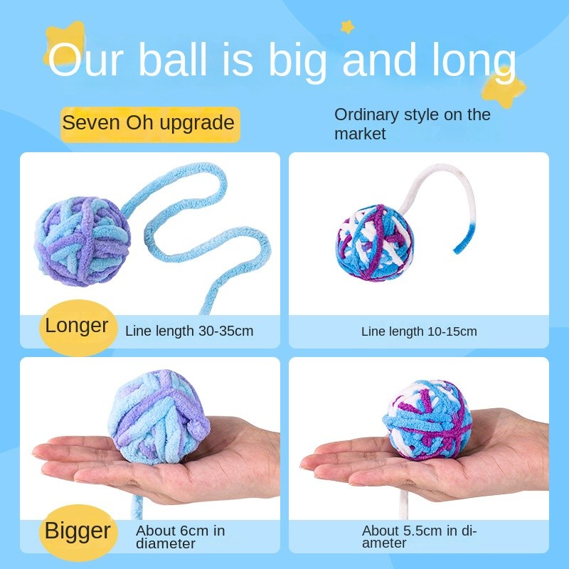 Hand-Knitted Cat Toys - Colorful Chew-Proof Yarn Balls for Playful Cats