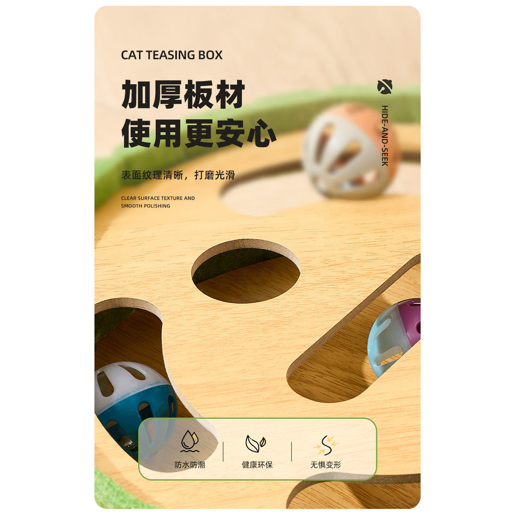 Self-Entertaining Cat Toy Set - Interactive Puzzle Box with Rotating Teaser & Scratch Holes | Boredom Relief for Kittens
