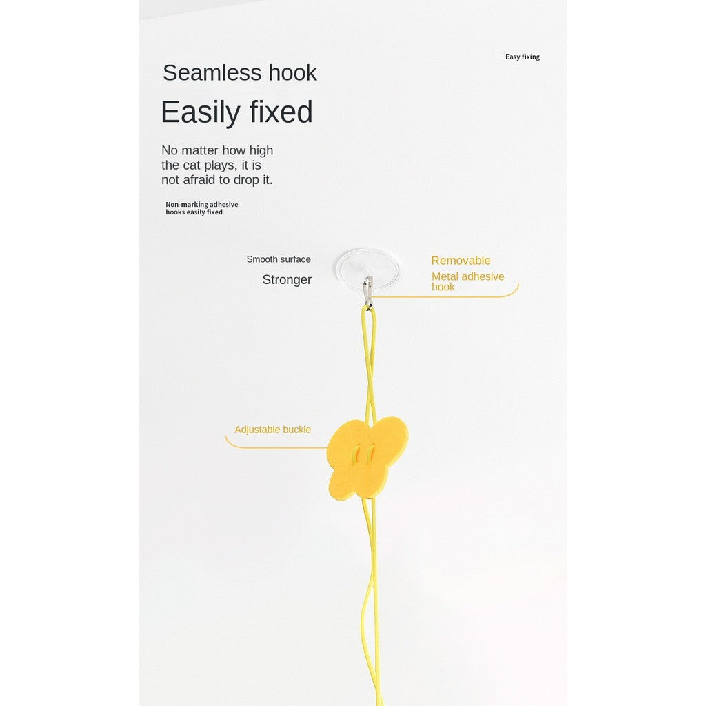 Hanging Cat Toy-By Hook Elastic Rope with Feather & Mouse Teaser | Self-Play Fun for Indoor Cats