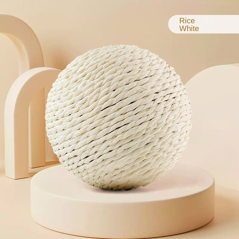 Big Size 10cm】Sisal Cat Ball Toy - Chirping Sound Chew-Proof Teeth Cleaning | Fun Boredom Relief for Cats