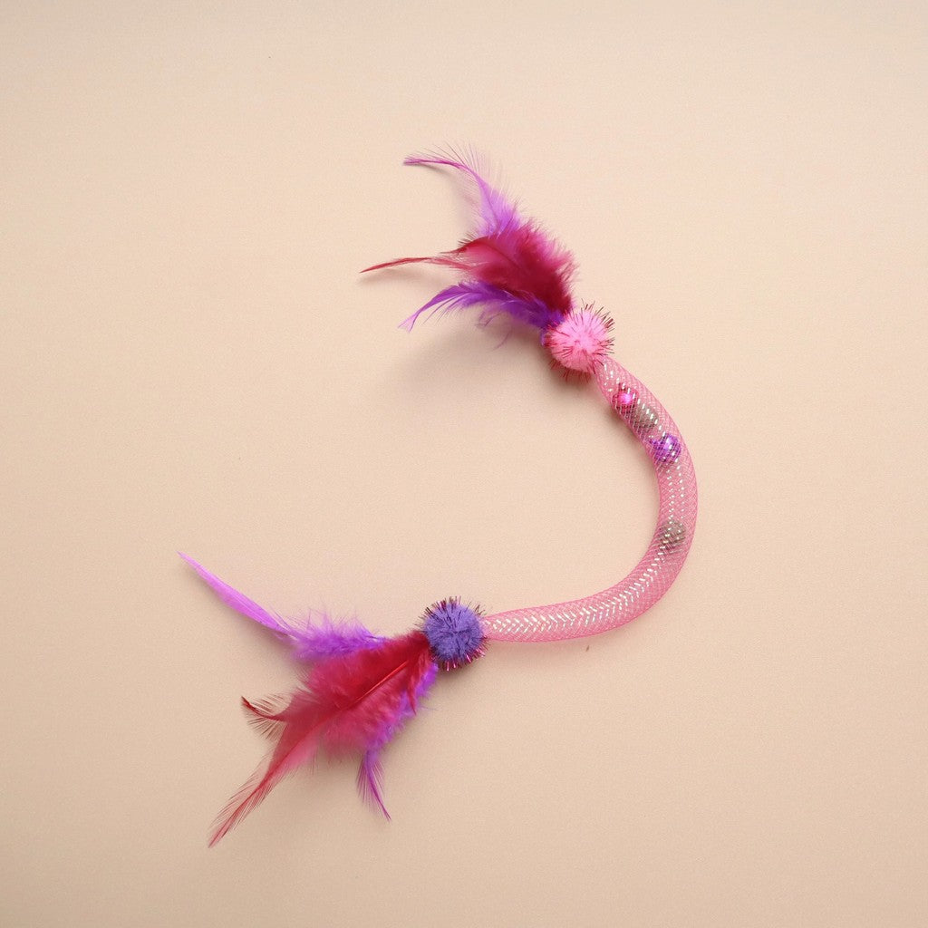 Cat Toy Set with Elastic Rope - Catnip Ball & Feather Teaser Wand | Kitten Teethering Chew Toys