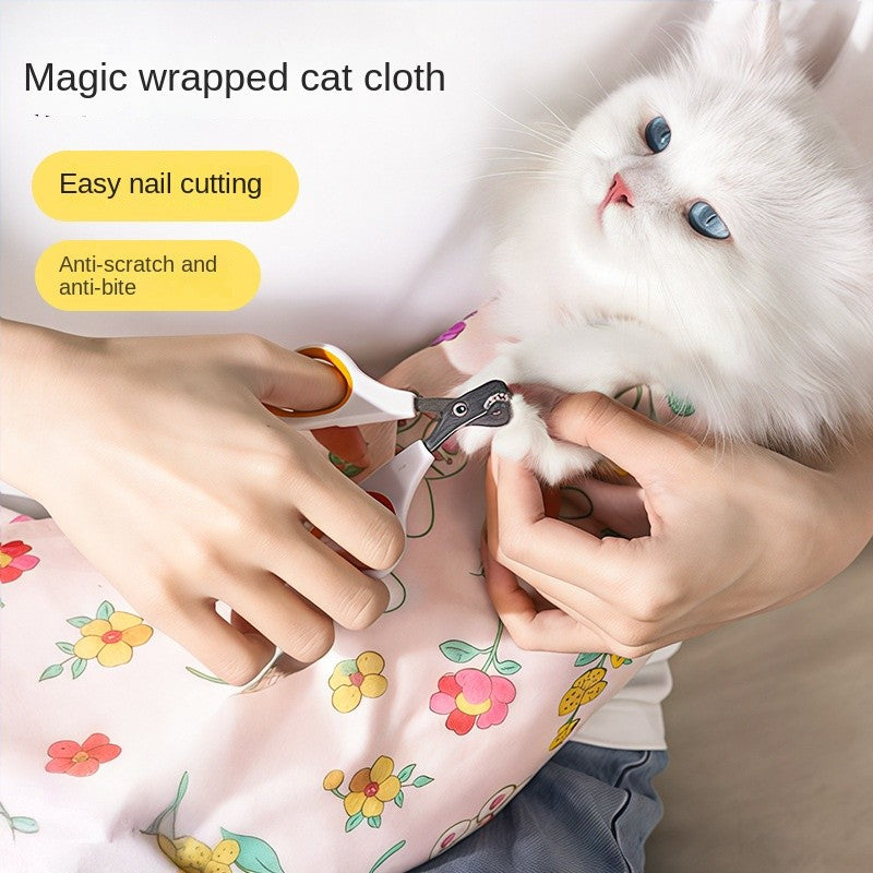 Self-Adhesive Cat Restraint Wrap - Multi-Use Grooming Blanket for Nail Trimming, Bathing & Vet Visits