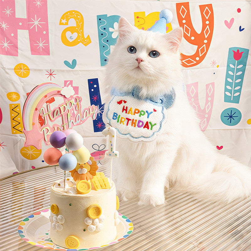 Pet Birthday Party Set - Cat & Dog Birthday Hat & Bib Outfit | Cute Party Accessories for Puppy/Kitten Celebration