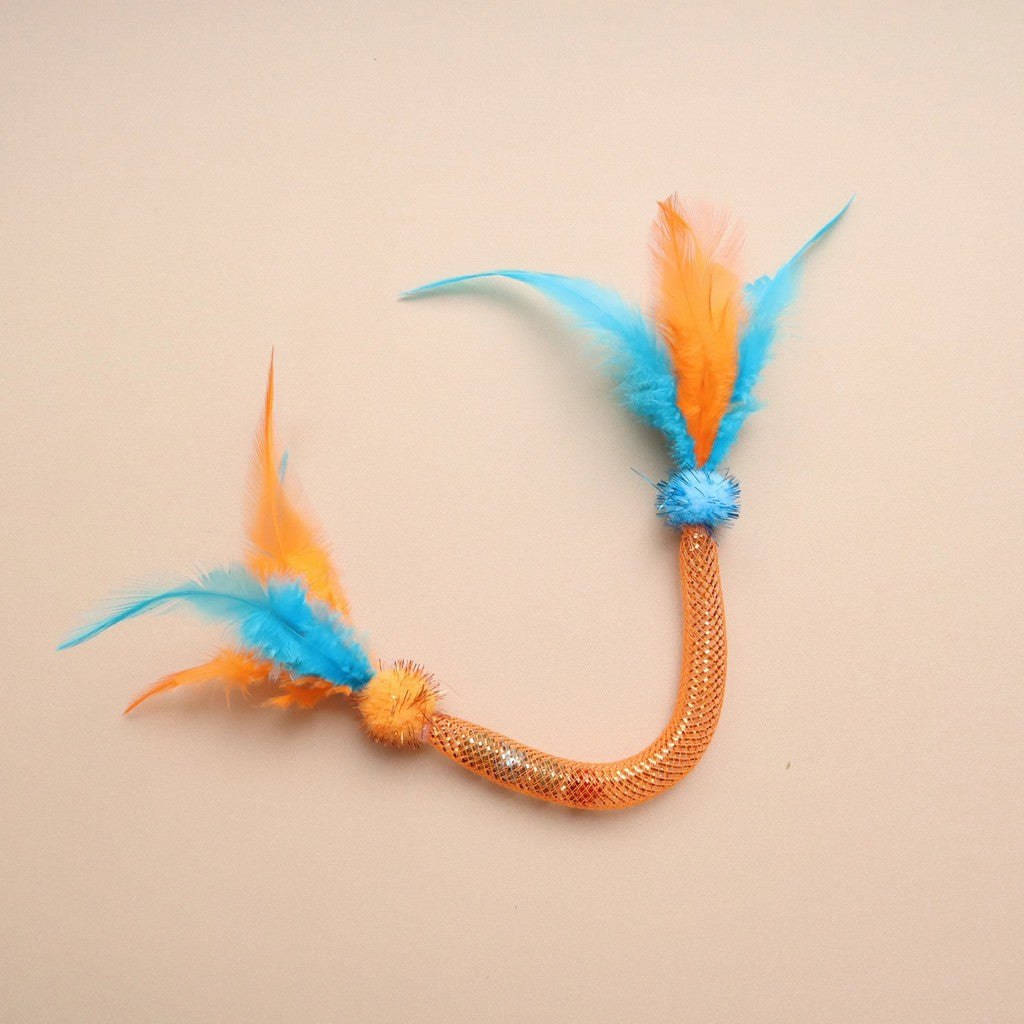 Cat Toy Set with Elastic Rope - Catnip Ball & Feather Teaser Wand | Kitten Teethering Chew Toys